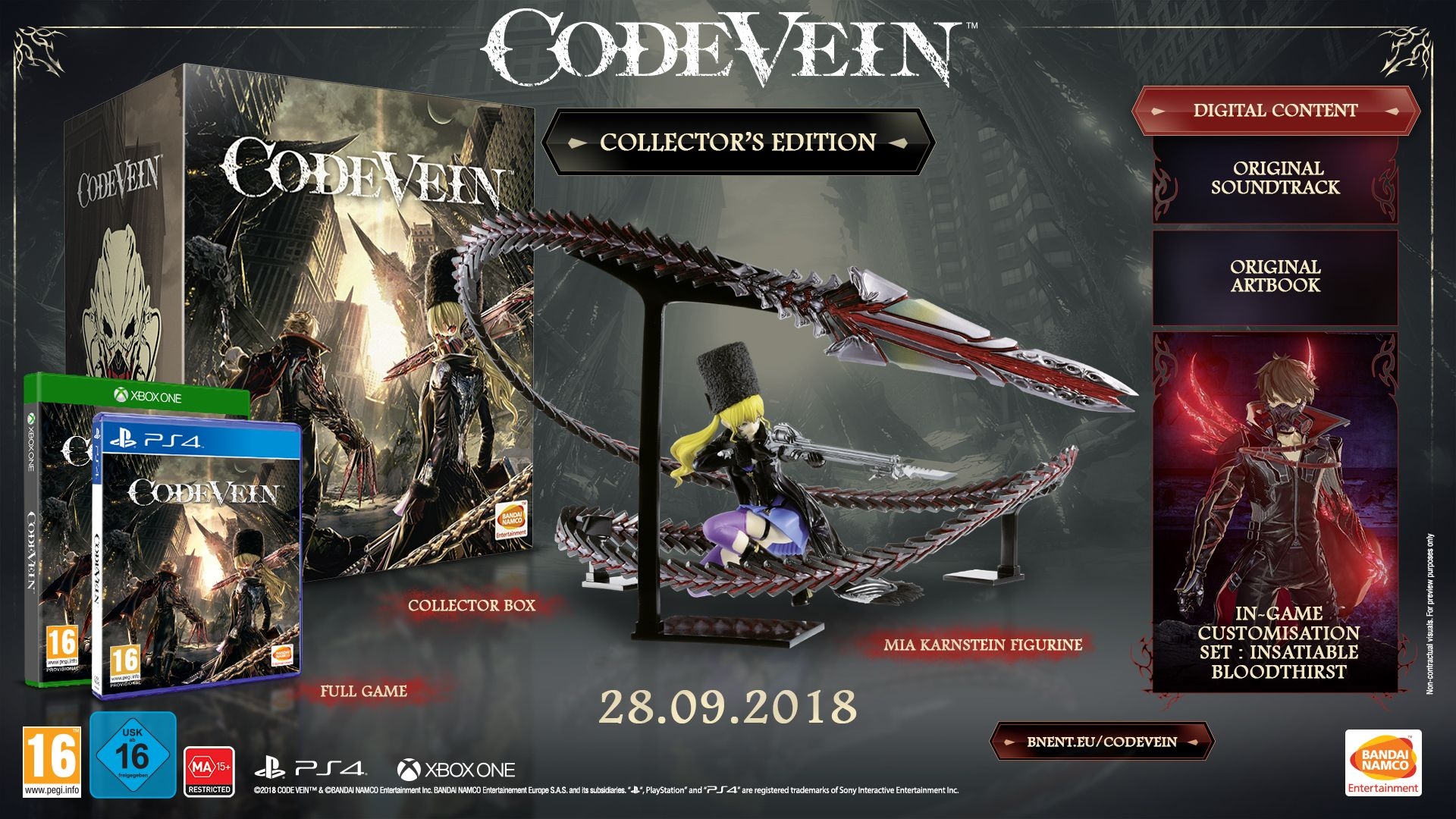 CODE VEIN Release Date Confirmed For The 28th Of September 2018 Bandai Namco Europe CODE VEIN Release Date Confirmed For The 28th Of September 2018 Bandai Namco Europe
